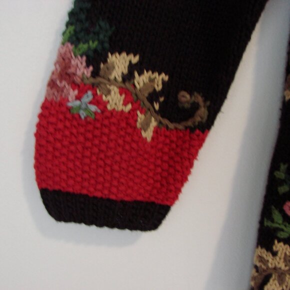 Talbots Hand Knit Chunky Cardigan Sweater Floral Tapestry Cottagecore NEW Large - Picture 10 of 16